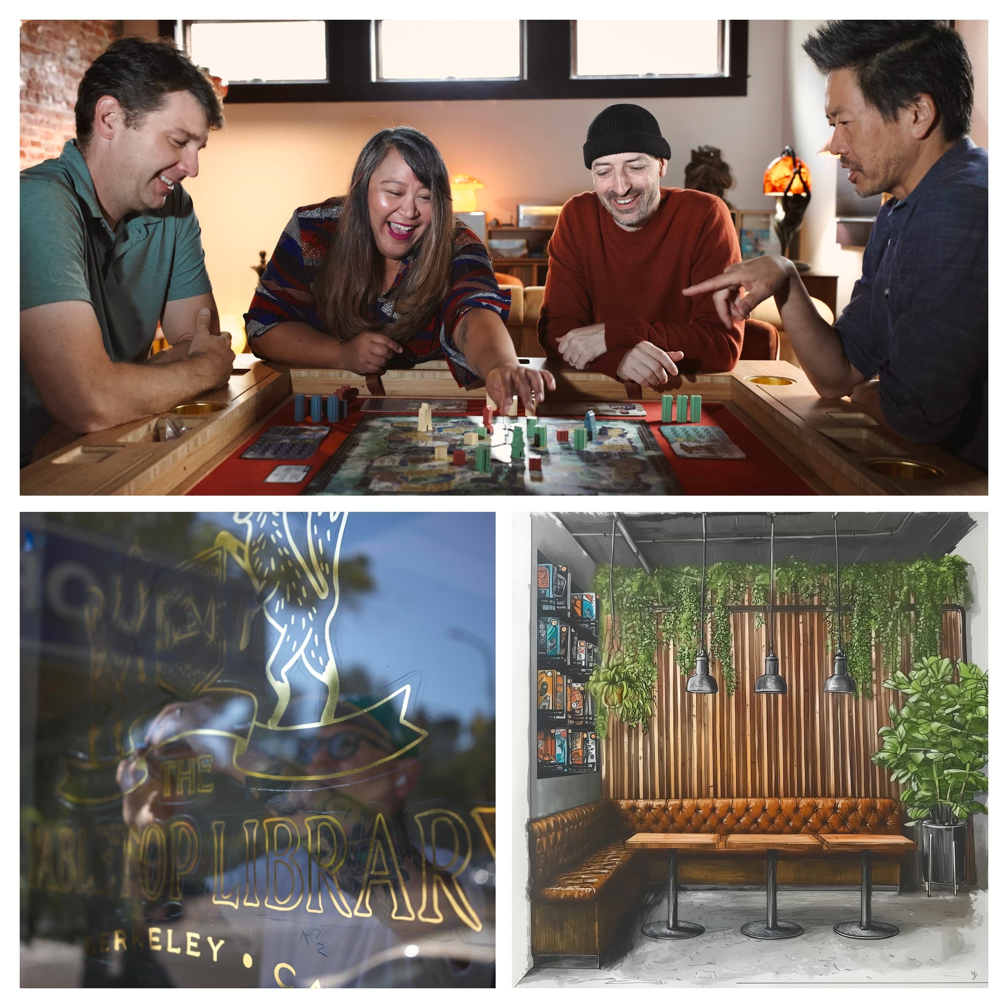 The founders around a table, mid-game